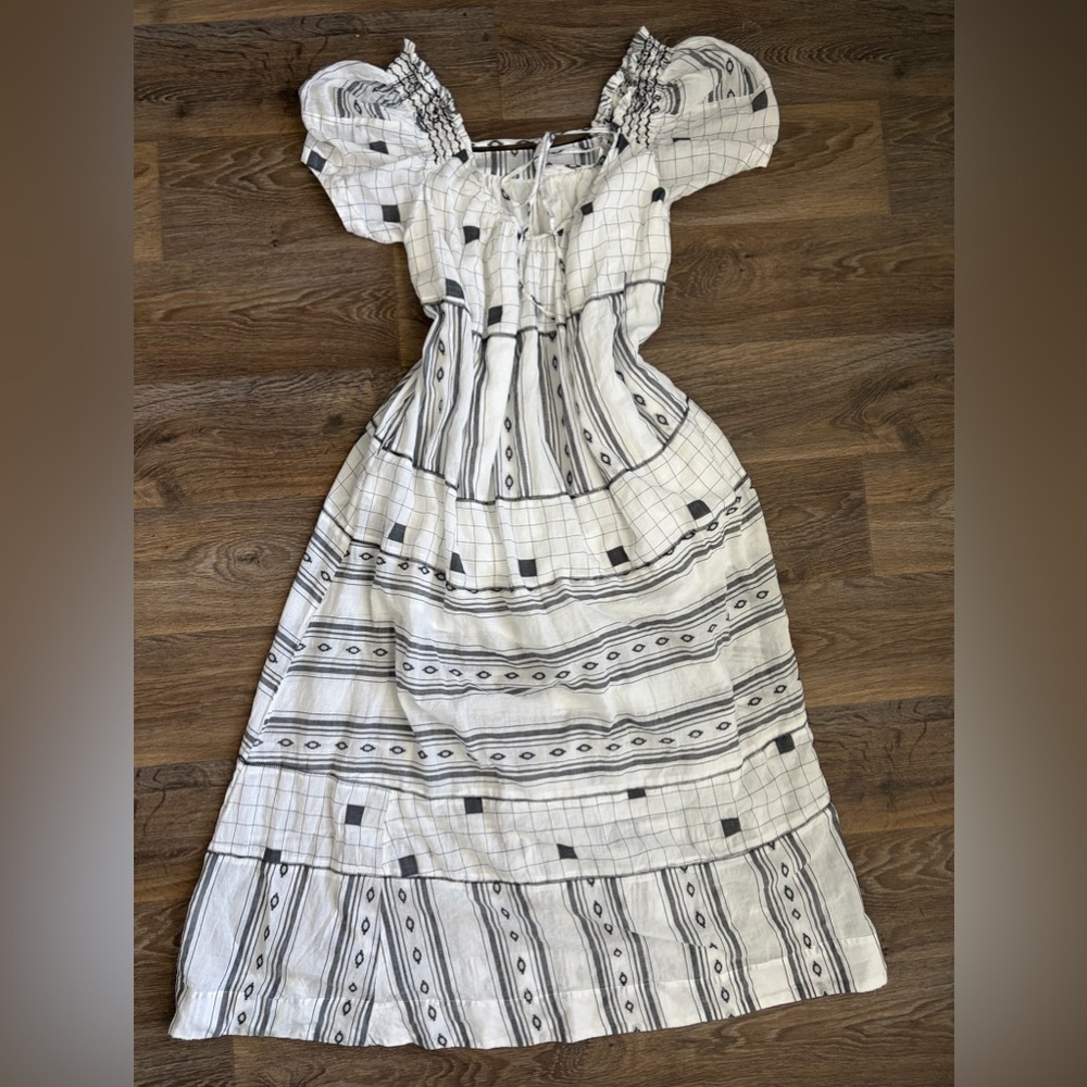 Free people prairie maxi dress puff sleeve cottagecore milkmaid boho small - Picture 6 of 8